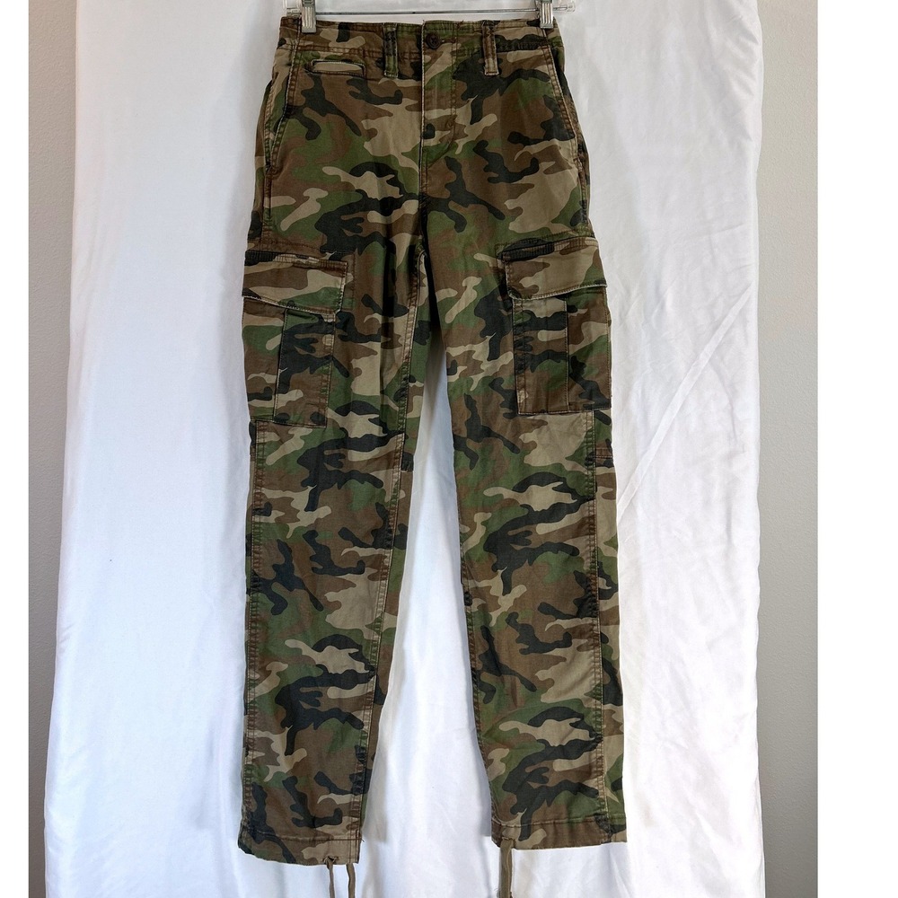 American Eagle Next Level Flex Camo Cargo Pants Slim Straight Green Mens 28x29